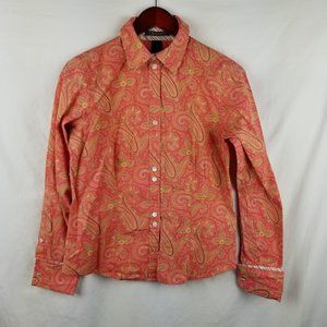 Liz Claiborne Coral Paisley Button Shirt L VGC